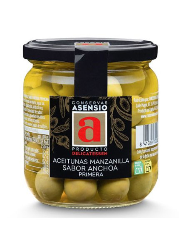Aceitunas Verdes Sabor Anchoa – Tarro 330 g