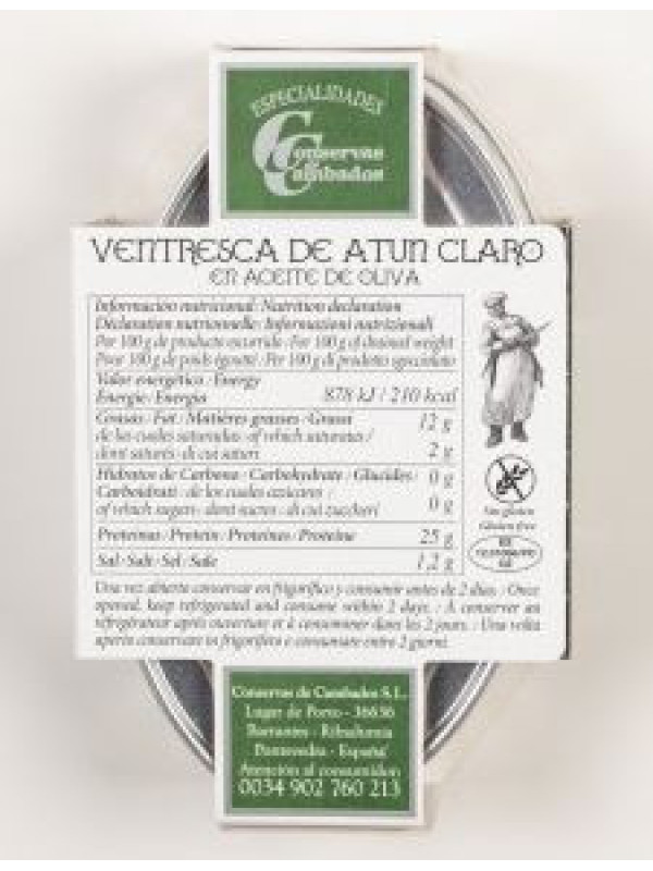 Ventresca de Atún Claro en Aceite de Oliva – Lata 120 g Gourmet